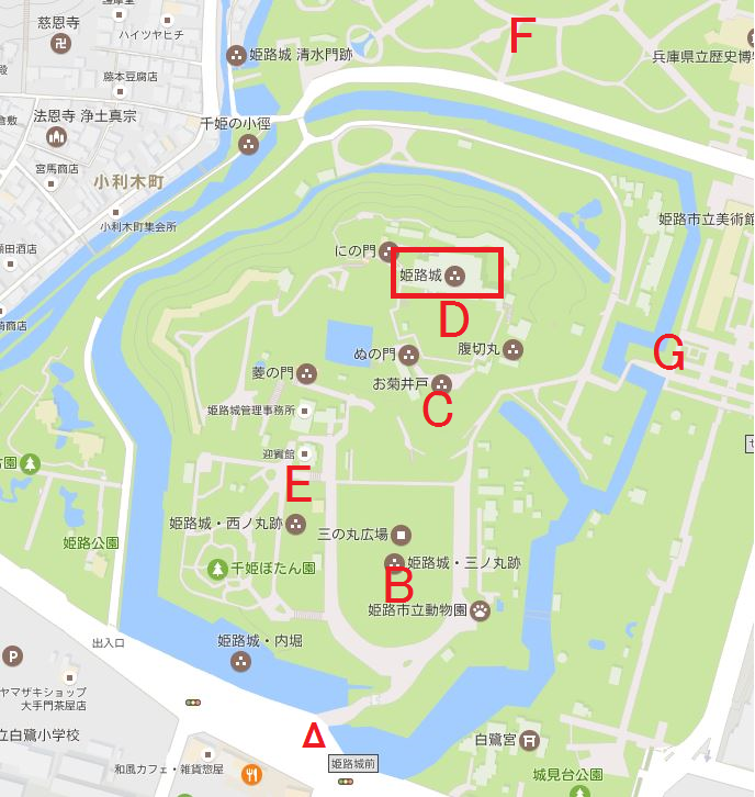 姫路城アングル地図
